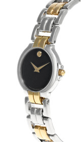 Movado watches MOVADO Museum Stainless Steel Black Dial Two-Tone Womens Watch 0604106