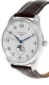 LONGINES Master Moonphase 42MM AUTO Silver Dial LTHR Men's Watch L2.919.4.78.3 / L29194783