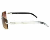 Cartier Eyewear CARTIER Silver/ White Temples BUFFALO HORN Mens Sunglasses CT0019RS-001
