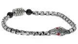 Montblanc Accessories MONTBLANC Rouge et noir Silver Snake Motif & Onyx (L) Bracelet 12405368 