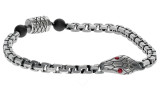 Montblanc Accessories MONTBLANC Rouge et noir Silver Snake Motif & Onyx (L) Bracelet 12405368