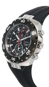 Seiko watches Seiko Black Dial Chronograph 43MM Alarm Black Rubber Men's Watch SNAD61 Seiko watches Seiko Black Dial Chronograph 43MM Alarm Black Rubber Men's Watch SNAD61