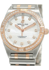 Breitling watches BREITLING Chronomat 28MM MOP Dial 18K Rose Gold Diamond Bezel Women's Watch U72310531A1U1 
