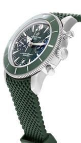 BREITLING SuperOcean Heritage B01 Automatic 42MM Green Dial Rubber Men's Watch AB0156361L1S1 