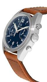 Hamilton watches HAMILTON Khaki Aviation Pilot Pioneer Mechanical CHRONO 40MM Blue Dial Leather Men's Watch H76409540  