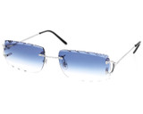 Cartier Eyewear CARTIER C Decor 0.52CT VS2 Diamond Custom Dark Blue Lens Unisex Sunglasses