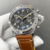 BREITLING Classic AVI Chronograph 42MM P-51 Mustang Black Dial Leather Men's Watch A233803A1B1X1