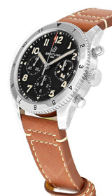BREITLING Classic AVI Chronograph 42MM P-51 Mustang Black Dial Leather Men's Watch A233803A1B1X1