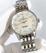 BREITLING Navitimer Quartz SS 32MM MOP Diamond Dial Women's Watch A77320E61A2A1