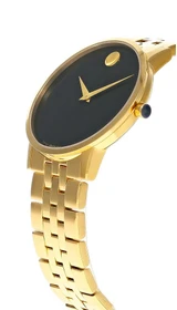Movado watches MOVADO Museum Classic Quartz 40MM Black Dial Gold PVD Men's Watch 0607203 