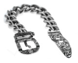 Jewelry GUCCI S-Silver Vintage Tiger Engraved Buckle Bracelet YBA476810001