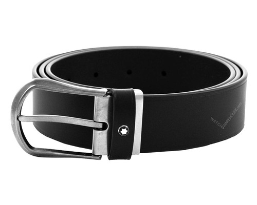 MONTBLANC Black Cut-to-Size Stainless Steel Casual Leather Belt 118451