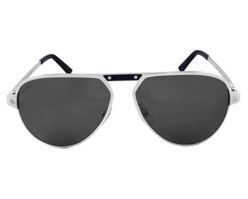CARTIER Pilot Silver Lens Metal 60-14-140MM Men's Sunglasses CT0101S 004