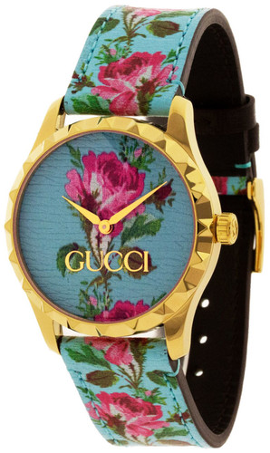 GUCCI G-Timeless 38MM Aqua Floral Print Dial Women's Watch YA1264085 GUCCI G-Timeless 38MM Aqua Floral Print Dial Women's Watch YA1264085