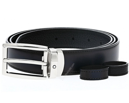 Montblanc Accessories MONTBLANC Black/Blue Reversible Cut-to-Size LTHR Business Belt 123899 Montblanc Accessories MONTBLANC Black/Blue Reversible Cut-to-Size LTHR Business Belt 123899