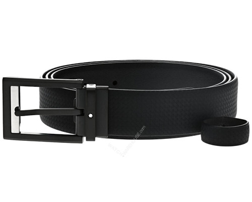 Montblanc Accessories MONTBLANC Rectangular Matte Black Cut-to-Size Casual LTHR Belt 123907 Montblanc Accessories MONTBLANC Rectangular Matte Black Cut-to-Size Casual LTHR Belt 123907