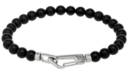 Jewelry MONTBLANC Onyx Pearls S-Steel 18.50cm Sm Mens Bracelet 12382860