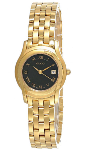 GUCCI Stainless Steel Black Dial Gold Bracelet Women's Watch 5400L-0039628