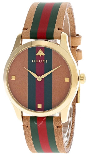 Gucci watches GUCCI G-Timeless 38MM BRN Dial Stripe Motif LTHR Unisex Watch YA1264077 Gucci watches GUCCI G-Timeless 38MM BRN Dial Stripe Motif LTHR Unisex Watch YA1264077