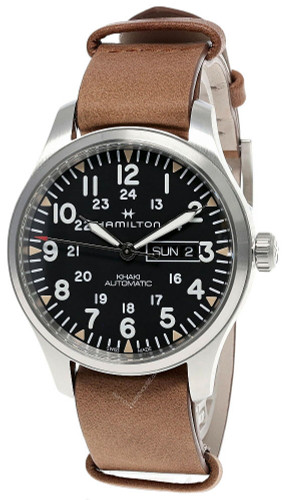 Hamilton watches HAMILTON Khaki Field 42MM AUTO Black Dial Cowhide LTHR Watch H70535531 Hamilton watches HAMILTON Khaki Field 42MM AUTO Black Dial Cowhide LTHR Watch H70535531