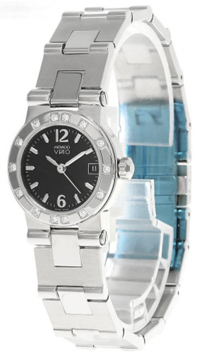 Movado watches MOVADO VIZIO S-Steel Black Dial Diamond Bezel Womens Watch 1604527