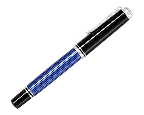 PELIKAN Souveran Black/ Blue With Silver (F) Nib Fountain Pen 932814