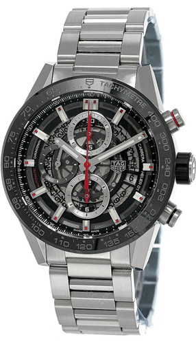 TAG Heuer Watches‎ TAG HEUER Carrera AUTO CHRONO 43MM SS BLK Dial Watch CAR201VBA0766