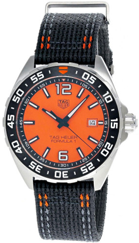 TAG HEUER Formula 1 43MM Orange Dial BLK Strap Men's Watch WAZ101A.FC8305