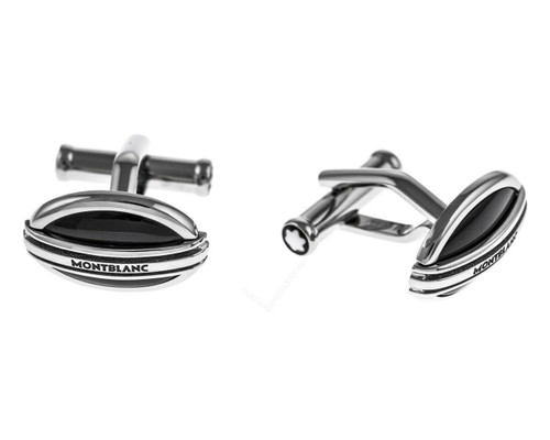MONTBLANC Classic Collection Oval Steel Onyx Men's Cufflinks 105873
