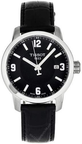 Tissot watches TISSOT T-Sport PRC 200 Black Dial Leather Mens Watch T0554101605700