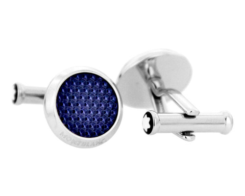 Montblanc Accessories MONTBLANC Iconic Blue Hexagon Pattern Lacquer Inlay Cufflinks 112904 Montblanc Accessories MONTBLANC Iconic Blue Hexagon Pattern Lacquer Inlay Cufflinks 112904