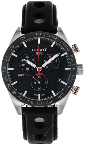 Tissot watches TISSOT PRS 516 42MM CHRONO BLK Dial Leather Mens Watch T1004171605100