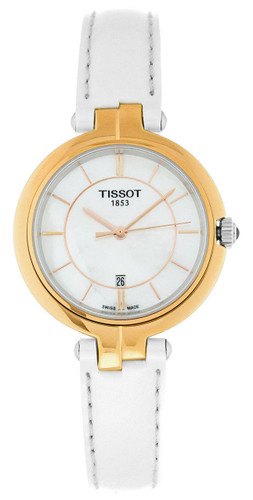 TISSOT T-Lady Flamingo White MOP Dial WHT Leather Watch T0942102611101