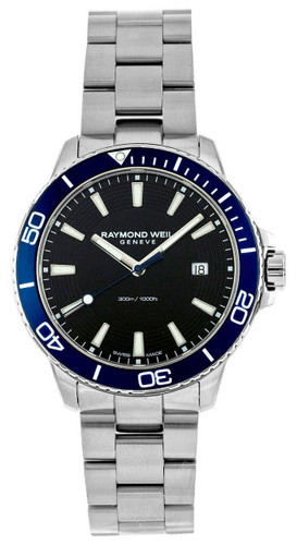 Raymond Weil Watches RAYMOND WEIL Tango 42MM BLK Dial BLU Rotating BZL Watch 8260-ST3-20001