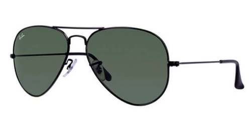 Ray-Ban Aviator Black Metal Frame Green Sunglasses 58mm RB3025 L2823