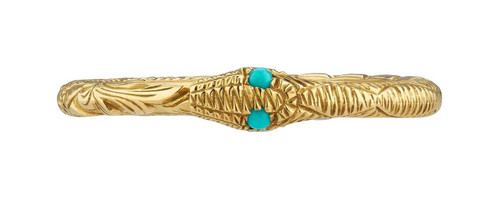 GUCCI Ourobros 18k Yellow Gold and Turquoise 3gm Ring YBC526575001013