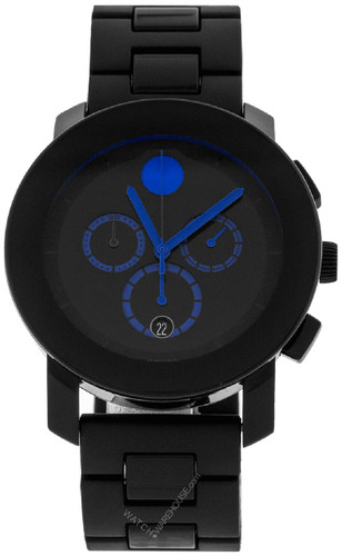 MOVADO Bold 43.5MM Stainless Steel Black Dial TR90 Men's Watch 3600101
