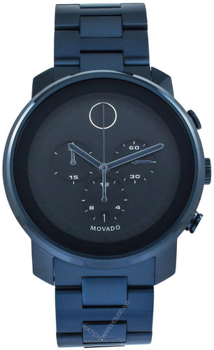 MOVADO Bold 44MM S-Steel Dark Navy Dial Blue Ion-Plated Men's Watch 3600279