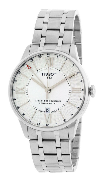 Tissot watches TISSOT Chemin Des Tourelles GMT 80 42MM Silver Dial Mens Watch T0994291103800