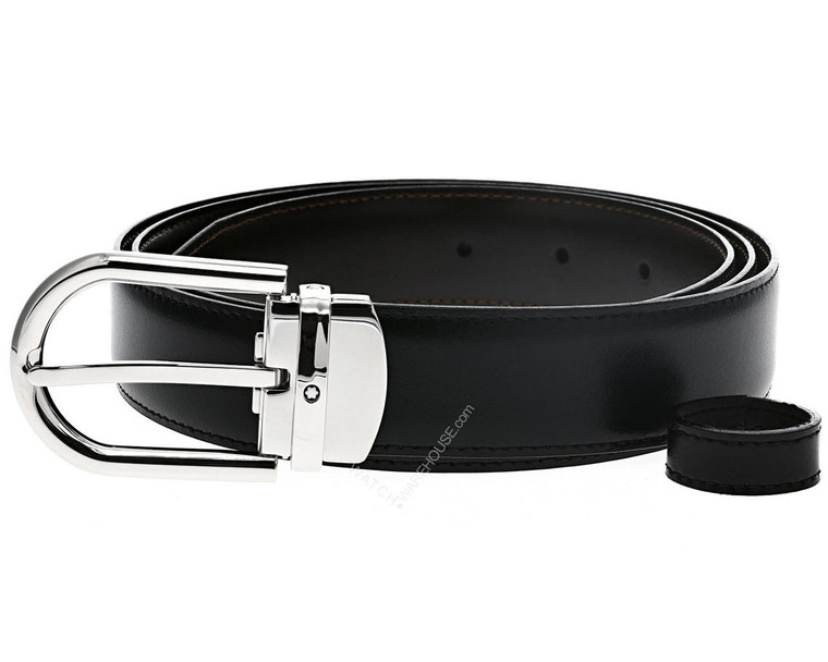 Montblanc Accessories MONTBLANC Black/Brown Horseshoe shiny Reversible Business Belt 123890