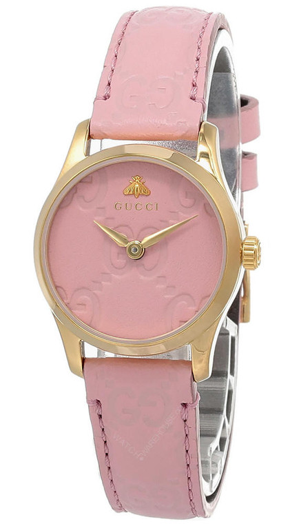 Gucci watches GUCCI G-Timeless 27MM Quartz Pink Dial Leather Womens Watch YA1265005