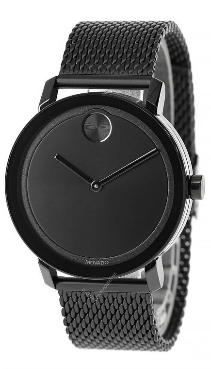 Movado watches MOVADO Bold 40MM Stainless Steel Black Dial Mesh Mens Watch 3600562