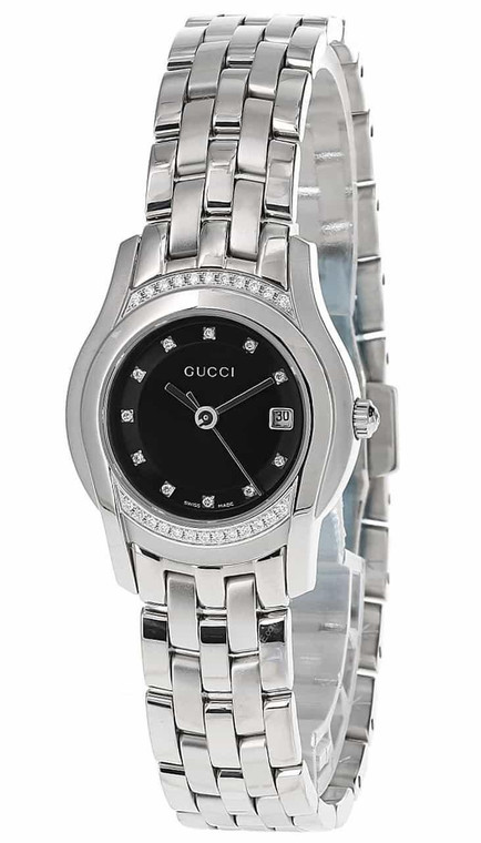 Gucci watches GUCCI 5505 27MM Quartz Stainless Steel BLK Dial Womens Watch YA055512