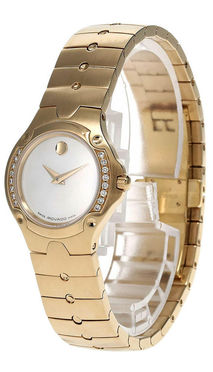 Movado watches MOVADO Sport Edition White MOP Dial Diamond Gold Womens Watch 0604840