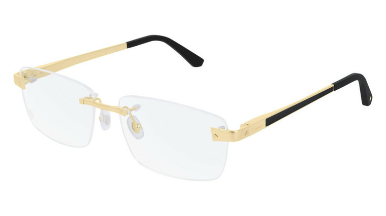 Eyewear Brands CARTIER Semi Rimmed Metal Gold 57-16-145MM Unisex Eyewear CT0201O 001