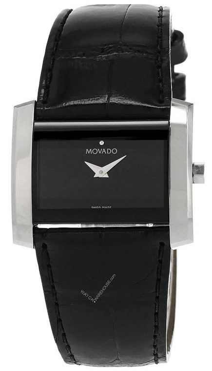 Movado watches MOVADO Eliro Quartz Black Dial Alligator Leather Unisex Watch 0605211
