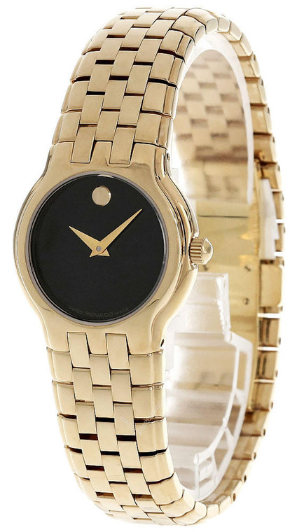 Movado watches MOVADO Celestina 25.5MM SS Black Museum Dial Gold Womens Watch 0604578