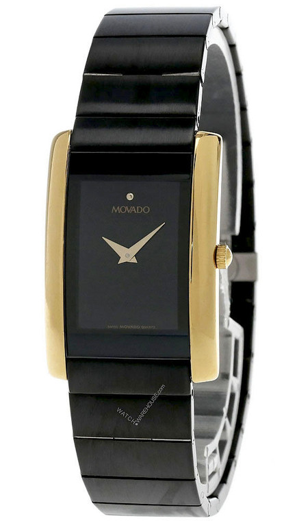 Movado watches MOVADO La Nouvelle BLK Dial Gold Bezel Womens Watch 87C1.420.2