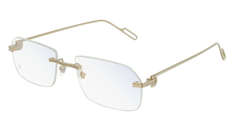 Eyewear Brands CARTIER Rectangular Rimless Gold Metal 58-19-145MM Unisex Eyewear CT0162O 004