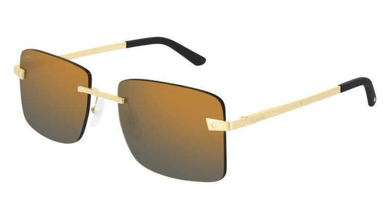 Eyewear Brands CARTIER Gold With Grey Lens 57-14-140MM Unisex Sunglasses CT0033RS 001